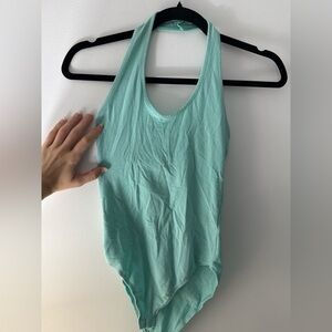 Turquoise halter bodysuit